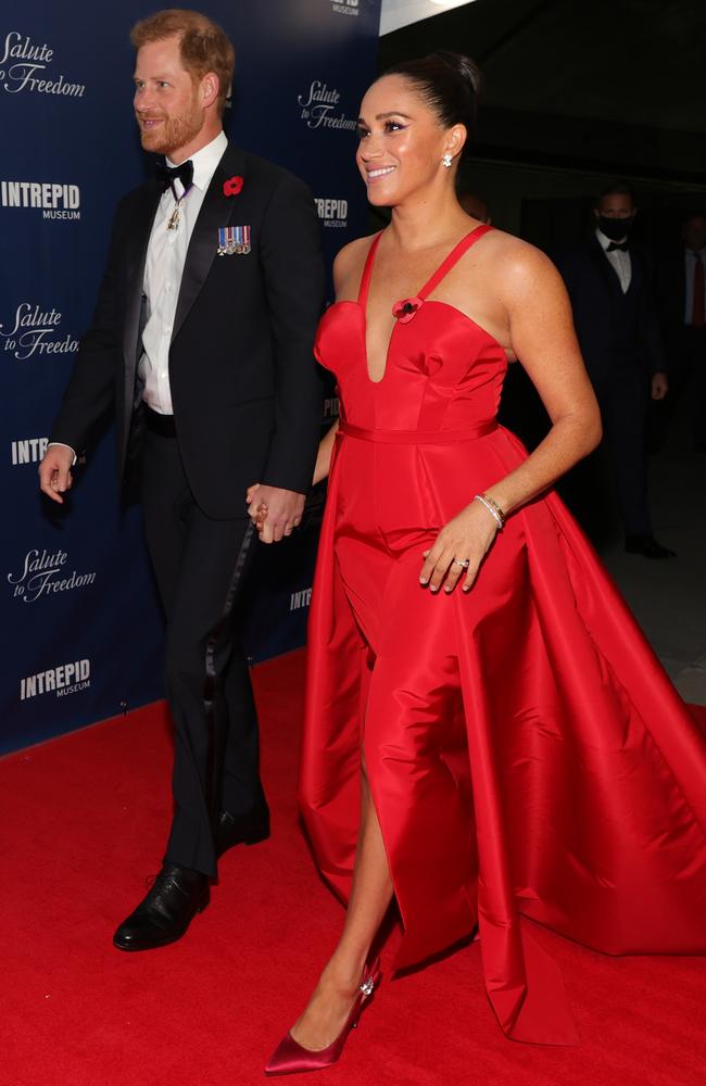 Harry and Meghan were all smiles as they made their entrance. Picture: Dia Dipasupil/Getty Images.