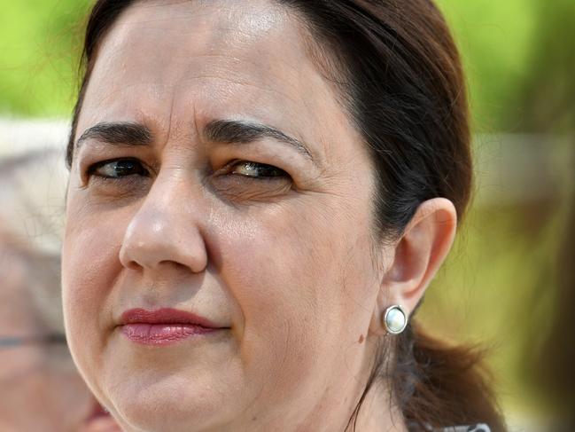 Queensland Premier Annastacia Palaszczuk is seen during a media conference at Norville Park  Swimming Pool in Bundaberg during the Queensland Election campaign on Friday, November 3, 2017. Premier Palaszczuk is campaigning in the must win seat of Bundaberg held by the ALP's Leanne Donaldson. (AAP Image/Darren England) NO ARCHIVING