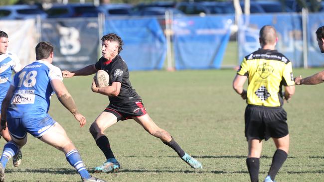 Action gallery of the Tugun Seahawks vs Mudgeeraba Redbacks rugby league game. Kyle Williams. 29 May 2022 Mudgeeraba Picture by Richard Gosling
