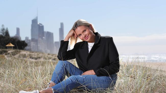 Actress Alli Simpson taking a break at Mermaid Beach. Picture Glenn Hampson