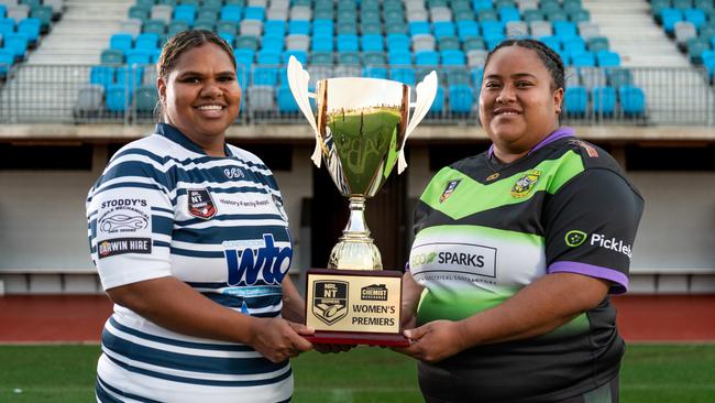 Darwin Brothers Bianca Scrymgour and Palmerston Raiders Lucy Aigea ahead of the 2024 NRL NT grand final. Picture: Pema Tamang Pakhrin