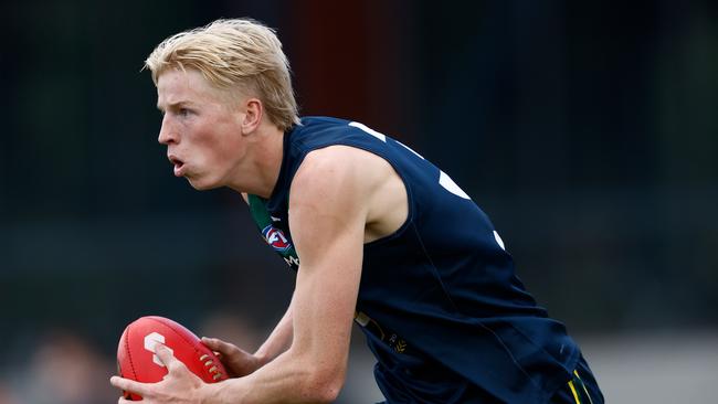 Tobie Travaglia is the Bendigo Pioneers best chance to be selected. Photo by Michael Willson/AFL Photos via Getty Images