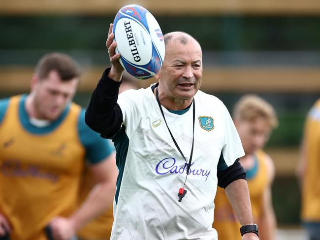 SAINT-ETIENNE, FRANCE - SEPTEMBER 21: Head Coach, Eddie Jones during a Wallabies training at Stade Roger Baudras on September 21, 2023 in Saint-Etienne, France. (Photo by Chris Hyde/Getty Images)