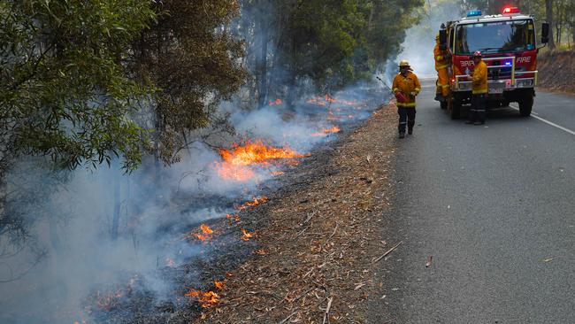 Dozens of CFA teams carried out controlled burns in the northeast on Tuesday. Picture: Jason Edwards