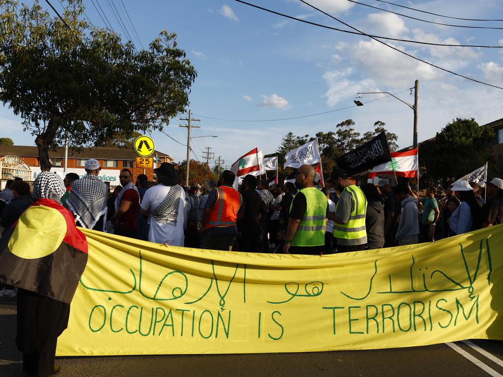 Many people held Palestinian flags. Picture: Jonathan Ng