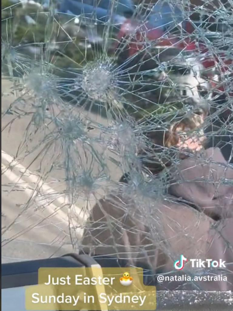 The window was completely smashed. Picture: TikTok