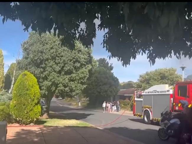 Fire crews at Golden Grove property on Monday morning. Picture: 7News