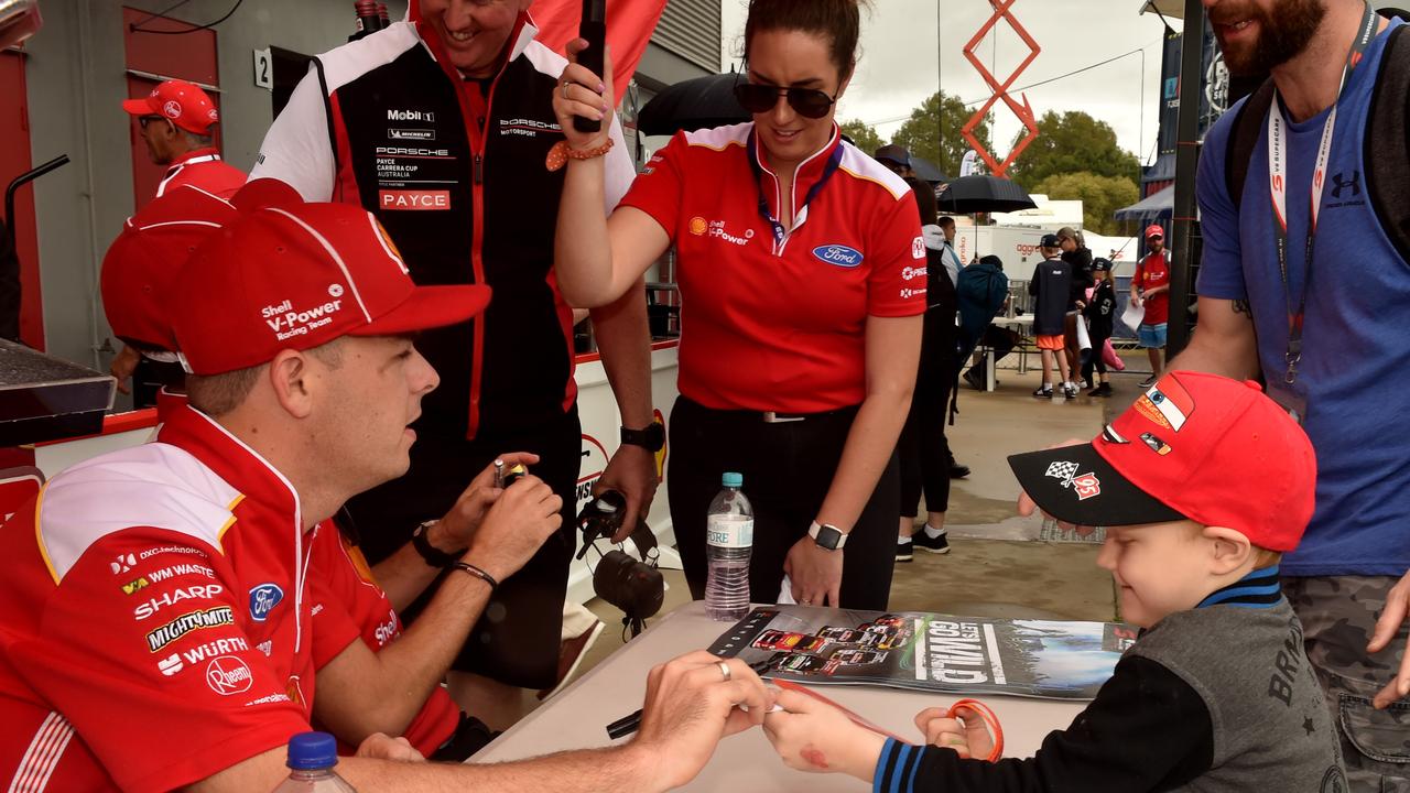 Watpac Townsville 400 Day One. Socials. Supercar driver Scott McLaughlin withGeorge Nesbit, 5, from Douglas. Picture: Evan Morgan