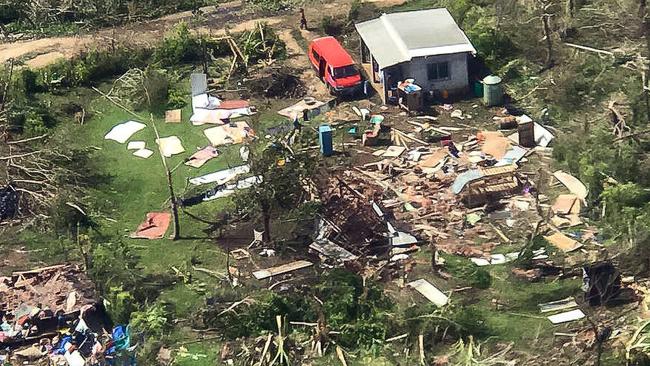 A supplied image obtained on Wednesday, April 8, 2020, of damage caused by Tropical Cyclone Harold on Santo Island, Vanuatu.