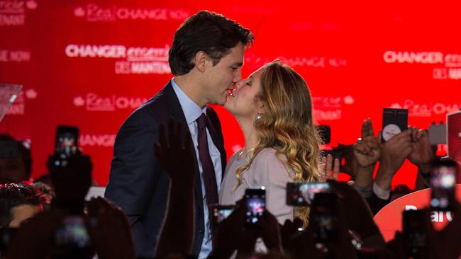 Mr Trudeau was no stranger to public displays of affection with his wife.