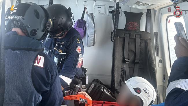 A man was rescued off a ship anchored 15km off the coast of Currimundi. Picture: LifeFlight