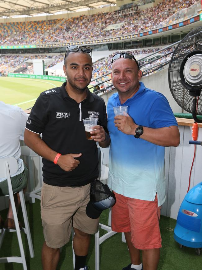 Socials at First Test, Australia v Pakistan at the Gabba. Bill Boga and Gavin Hunter Thursday 21st November 2019 (AAP Image - Richard Waugh