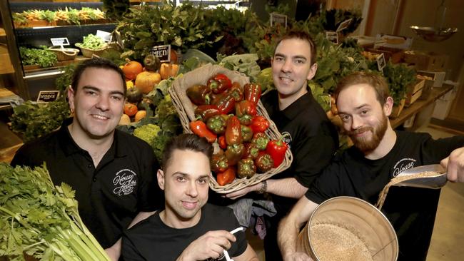 Alex Oulianoff, Chester Frank, Ivan Oulianoff, and Robert Frank, at the new mega Market stall House of Health. Picture Dean Martin