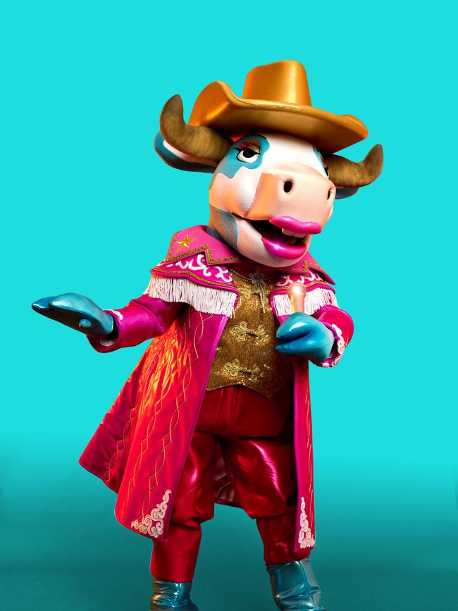 Cow girl is one of the new Tim Chappel-designed costumes for Season 5 of The Masked Singer Australia. Picture: Ten