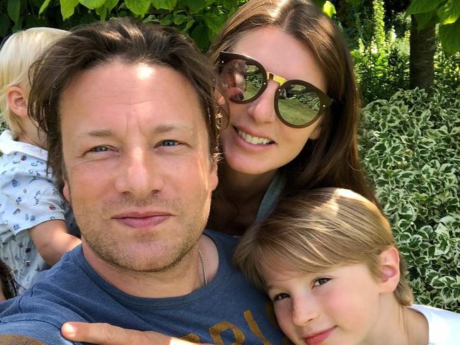 Jamie Oliver and his wife Jools, with their kids. Picture: Instagram/Jamie Oliver