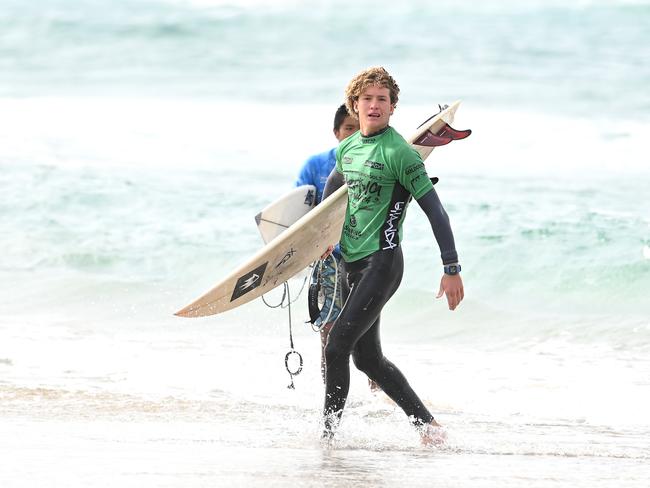 The finals of the boys individual events at the Australian Interschools Surfing Championships Friday May 24, 2024. Picture, John Gass