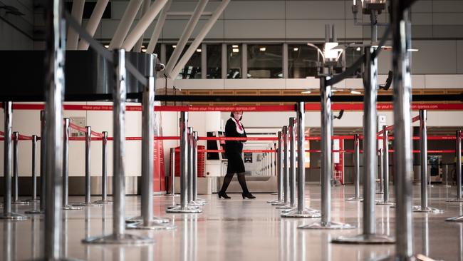 A near empty departure terminal at Sydney Domestic Airport. Picture: NCA NewsWire / James Gourley