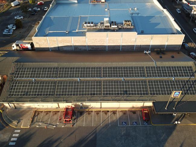 The roof of Aldi’s Nowra store is covered with solar panels.