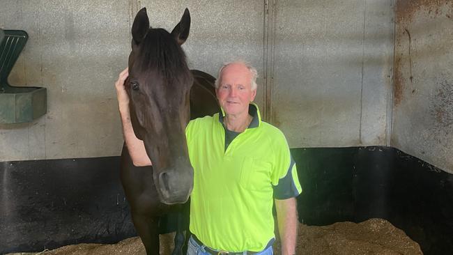 Sunshine Coast racing trainer Shaun Dwyer with exciting runner Anemacore, Picture: Eddie Franklin