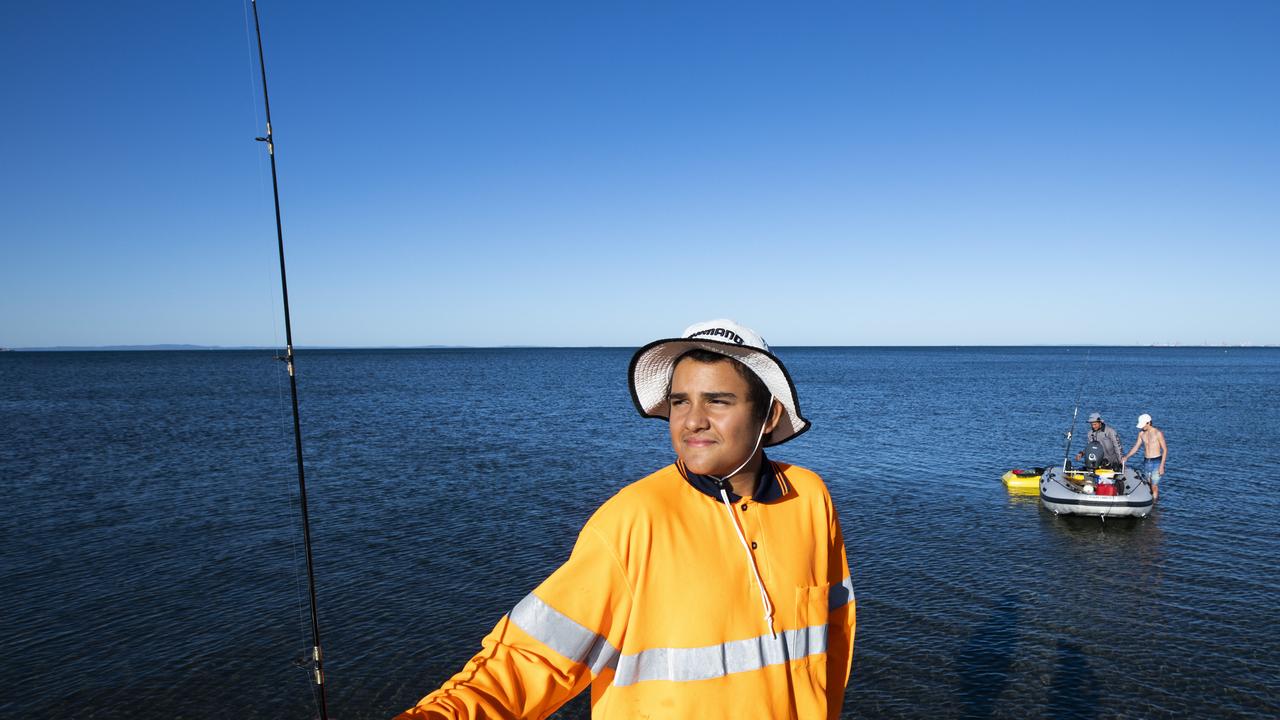 COVID-19 restrictions relaxed. Brighton foreshore. 13 year old Harris Martens is happy to be fishing again. 2.05.2020 Picture: Renae Droop