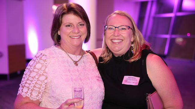 Lesley Jones and Kate Hucker at the Gold Coast Bulletin Women of the Year Awards 2024 launch at Gold Coast Convention and Exhibition Centre. Picture, Portia Large.