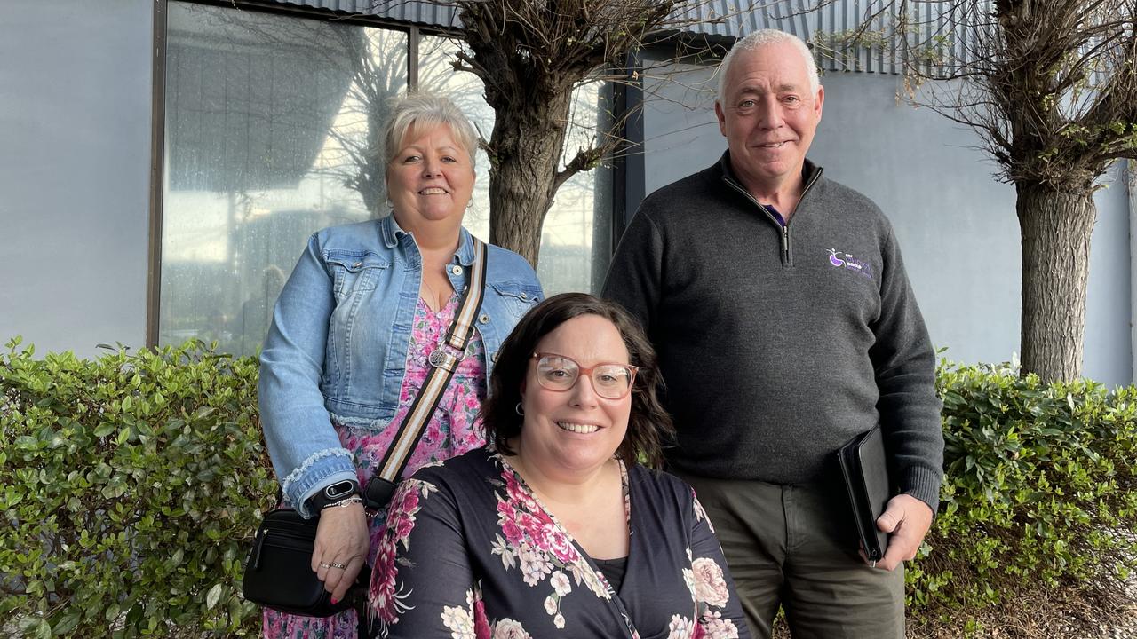 Alison Connoley and her parents, Simone and Ross Trevean, who founded My Choice Group to help provide NDIS support. Picture: Alexander Blain