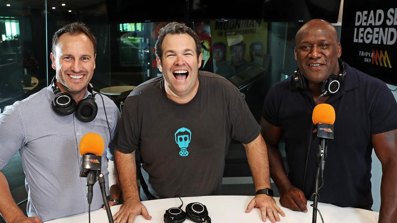 Jude Bolton, Gus Worland and Wendell Sailor host the Rush Hour weekdays on Triple M. Picture: Tim Hunter