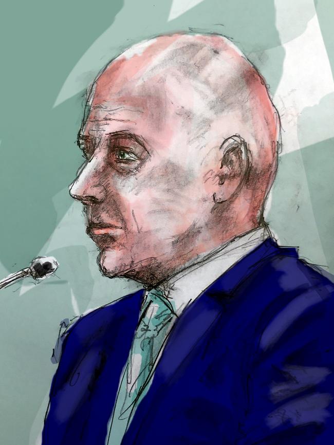 A sketch of Edmund Ian Riggs in court. Illustration: Richard Gosling