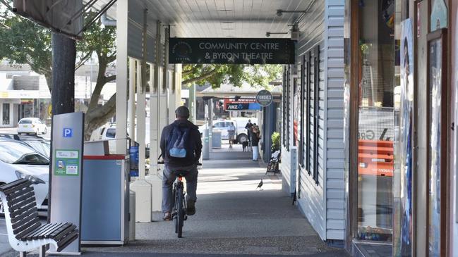 A semi-deserted Jonson St, the main commercial area in Byron Bay.