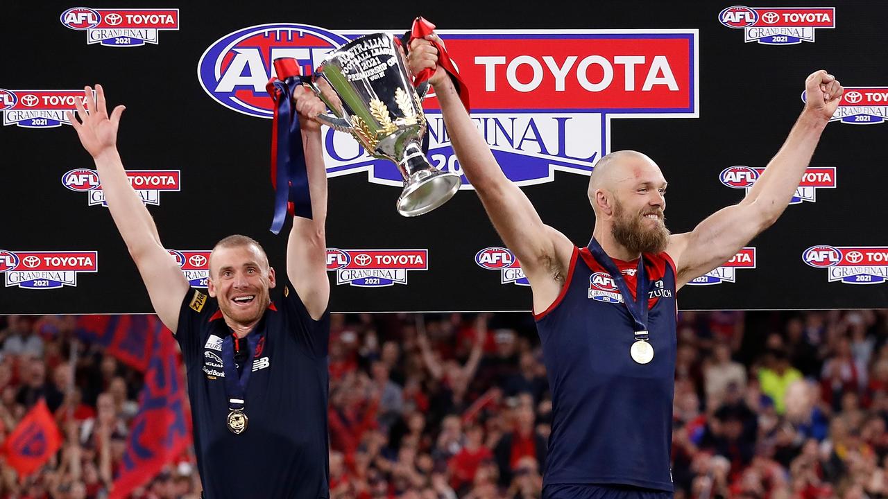 It’s party time for Demons fans. (Photo by Michael Willson/AFL Photos via Getty Images)