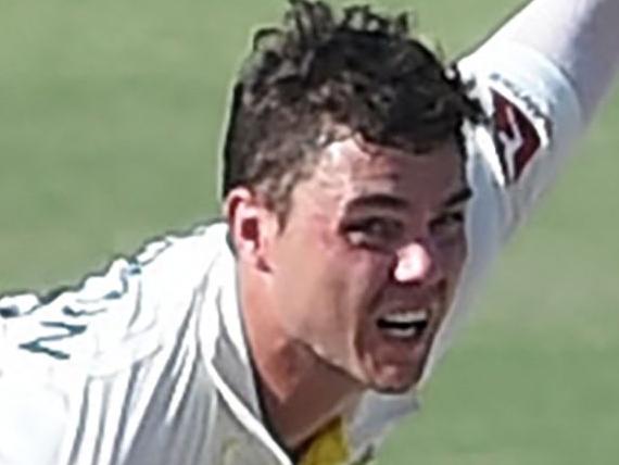 Australia's Mitchell Swepson (R) delivers the ball during the fourth day of the second Test cricket match between Pakistan and Australia at the National Cricket Stadium in Karachi on March 15, 2022. (Photo by Rizwan TABASSUM / AFP)