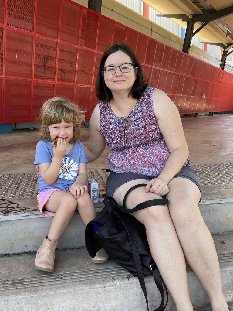 Paula Hawthorne, pictured with daughter Lauren Ebzery, after voting in the Waters Ward by-election at Sanderson Middle School. Picture: Bethany Griffiths