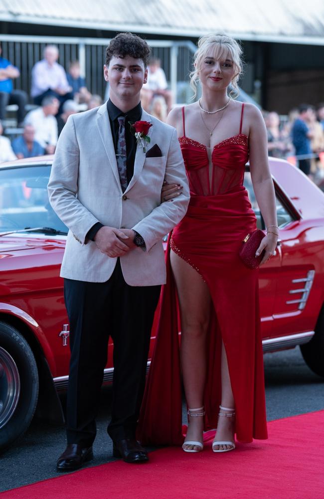 Kirsten Mellor and Luke Hutchinson arrive at The Pavillion for Victory College's 2023 Formal. June 23, 2023. Picture: Christine Schindler