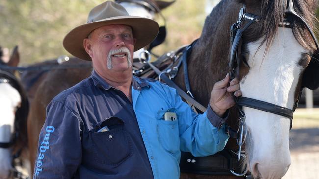 Steve May (not the defendant) with Bailey, one of his clydesdale horses.