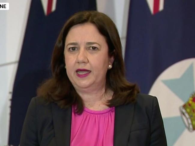 Queensland Premier Annastacia Palaszczuk announcing changes to her state’s border restrictions. Picture: Sky News