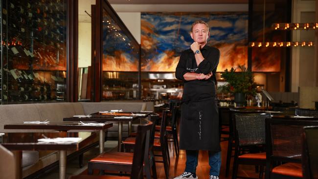 Luke Mangan, at his restaurant Glass Brasserie, is calling on the federal government to open borders to skilled hospitality workers immediately. Picture: Justin Lloyd.