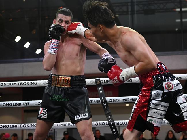 Kyohara lands one on Hardman. Picture: No Limit Boxing