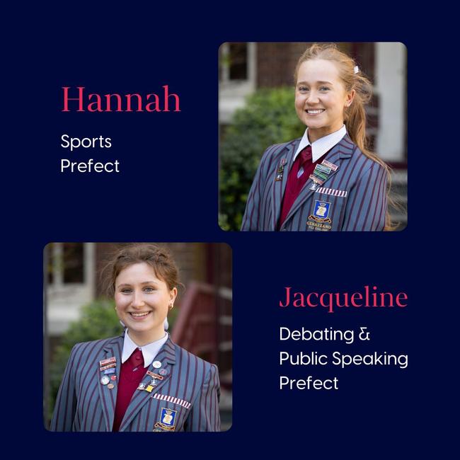 Genazzano FCJ College Student Leadership Team 2025: Hannah and Jacqueline.