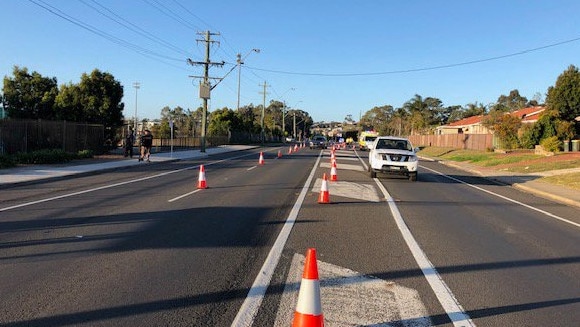 The ute crashed into a fence along Pembroke Rd, Leumeah. Picture: Live Traffic Sydney