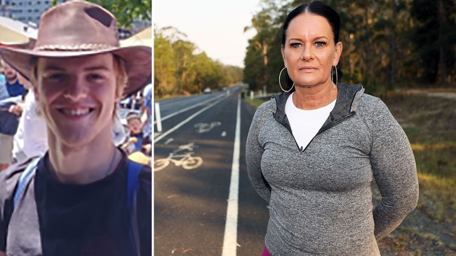 Leesa Horne on the highway south of Coffs Harbour where she believes she saw missing tourist Theo Hayez. Picture: Frank Redward