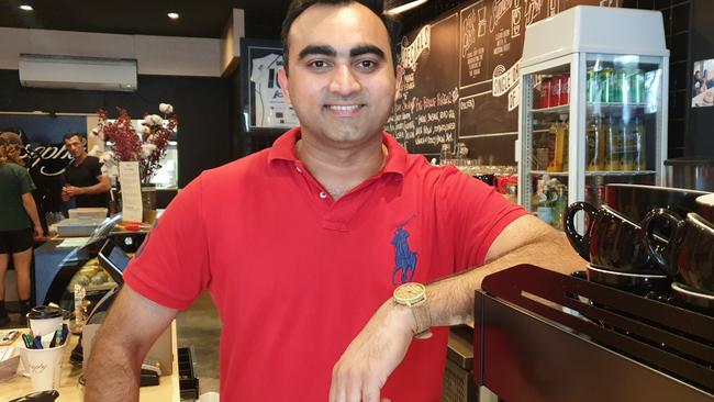 Hutt St cafe owner Harsh Mehta at Coffylosophy. Picture: Colin James