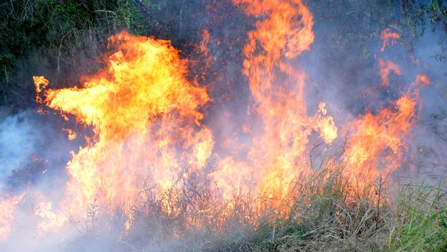 Queensland Fire and Emergency Services attended bushfires at Colosseum, Builyan, Lowmead and Rosedale today. Photo: Warren Lynam / Sunshine Coast Daily