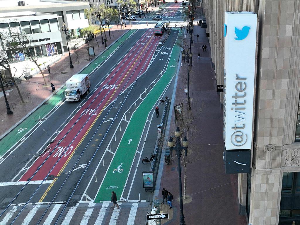 The troublesome sign at Twitter HQ in San Francisco. Picture; Getty