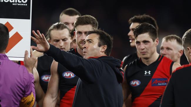 Bombers head coach Brad Scott has urged patience is required as the club rebuilds. Picture: Getty Images