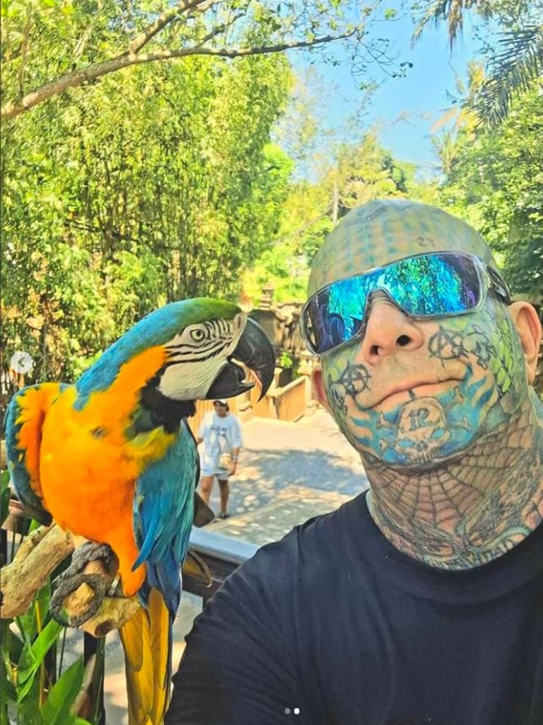 The Australian has posted images of his trips to Bali on social media. Picture Instagram/tattoomark1212