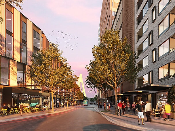 An artist's impression of a new urban renewal precinct on the fringe of Balmain.