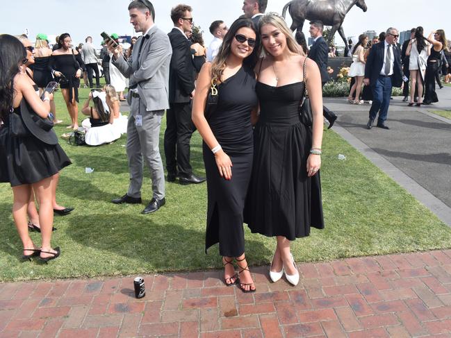 Guests in striking racewear at Penfolds Derby Day at the Flemington Racecourse on Saturday, November 02, 2024: