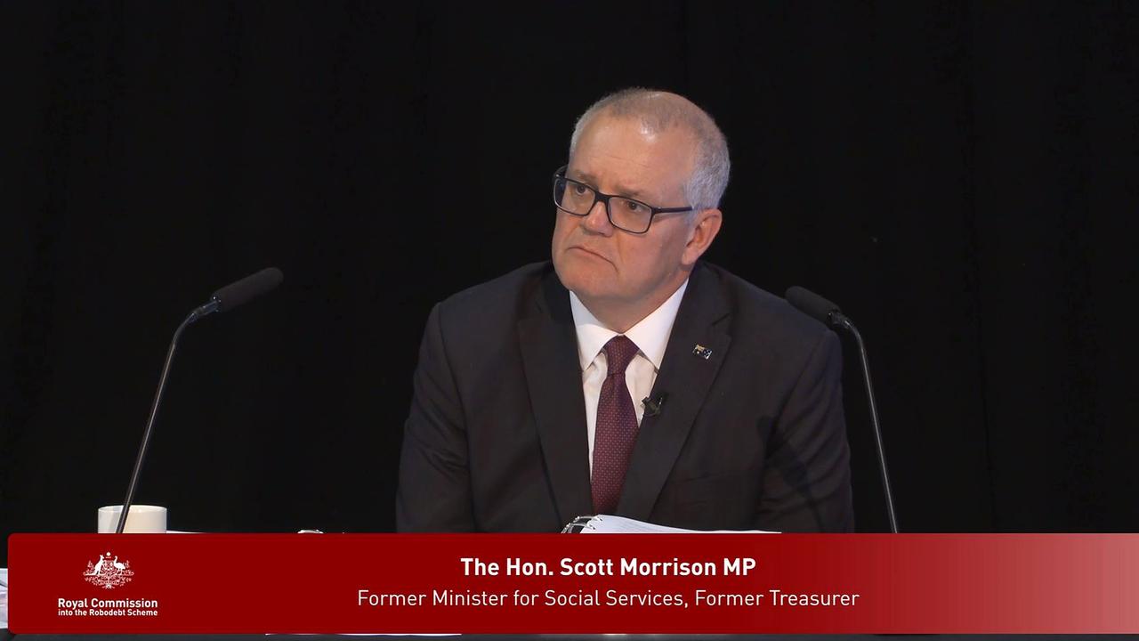 A screen grab of former Prime Minister Scott Morrison speaking before the Royal Commission into Robo Debt in Brisbane.