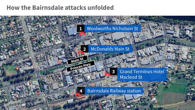 A 24-year-old woman has been accused of going on a stabbing rampage through Bairnsdale.