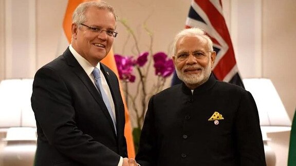 Scott Morrison and Indian Prime Minister Narendra Modi. Picture: Supplied